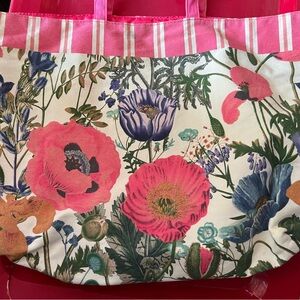 Floral Tote Bag with Pink Straps